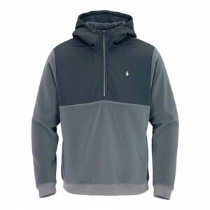 VOLCOM GRAY BLACK FLEECE 1/4 ZIP HOODED PULLOVER JACKET MENS SZ SMALL